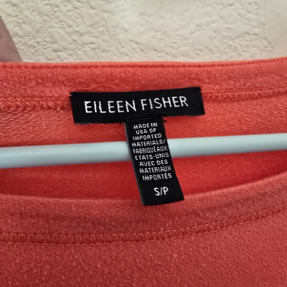 Eileen Fisher Orange Boxy Top Pocket Oversized Women's Small Petite Lagenlook - Picture 2 of 5